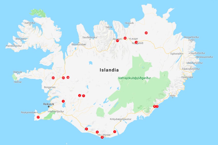 mapa Islandia, 2018 1